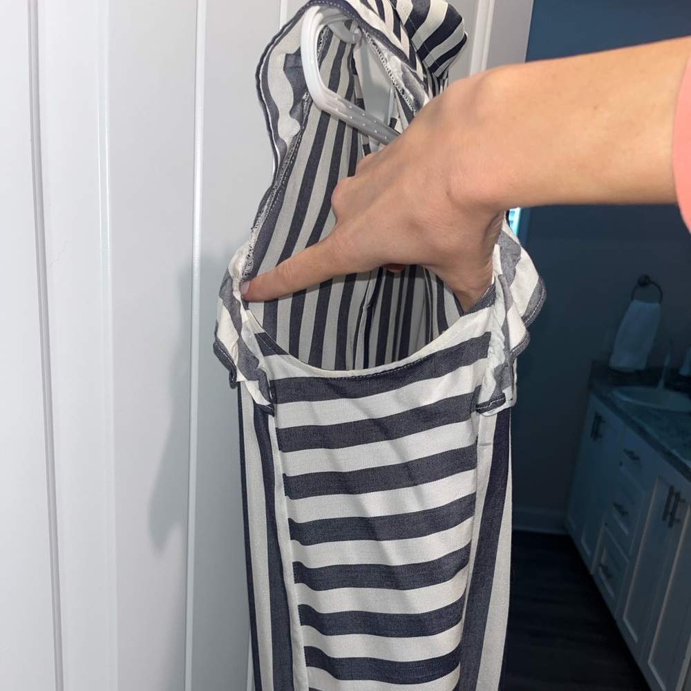 Evereve BB Dakota Seas The Day Navy & White Striped Button Down Tank Top Size L - Picture 10 of 11